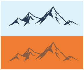 Two Mountain Range Silhouettes with Contrasting Colors and Simple Design