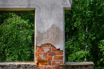 Wall and window opening of a destroyed building