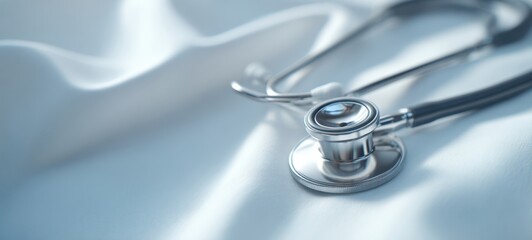 The Stethoscope on Soft White Fabric in a Clinical Setting