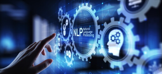 NLP natural language processing cognitive computing technology concept on virtual screen.