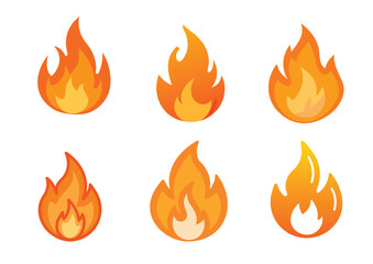 Orange Fire Flame Vector, Fire Flame Icon Set