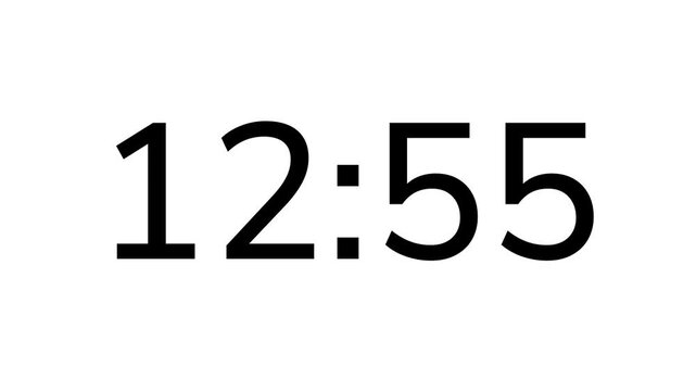 Countdown timer from 13 minute to 12 minute on white background