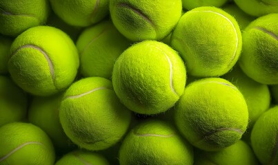 wallpaper background top down view of several new yellow tennis balls