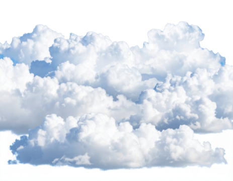  Wide Panoramic View of Fluffy Cumulus Clouds, Isolated Transparent PNG