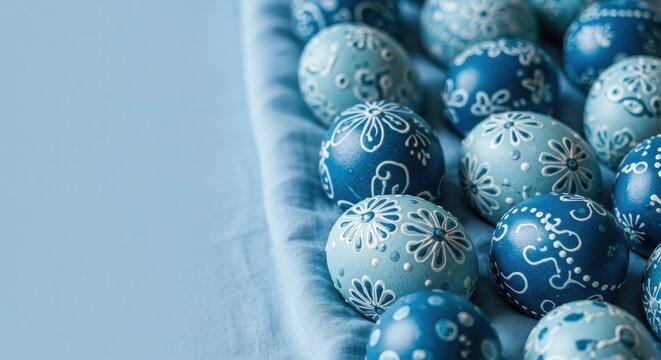 Elegant Hand-Painted Blue Easter Eggs