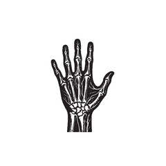 Hand Anatomy with Bone and Vein Silhouette on White Background – Vector Illustration for Medical Structure, Surreal Anatomy, and Symbolic Circulatory Concepts