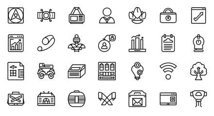 Business & Economy Vector Icon Set | Data, analytics, commerce, finance, banking, management, consulting, retail, growth, assets, strategy icons