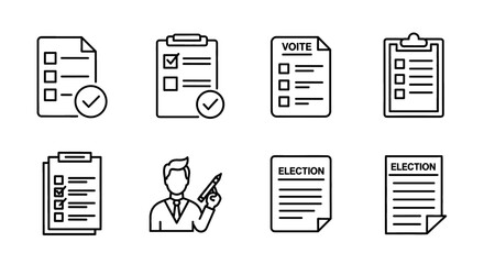 Election Vector Icon Set | Checklist, vote, candidate, election document, pen,clipboard