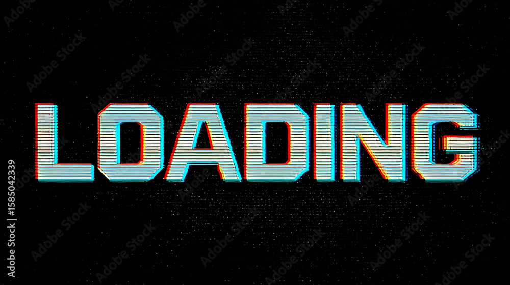 Fototapete Loading screen glitch effect animation retro style design graphic element