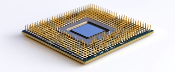 The microchip showcasing intricate design and advanced technology in computing systems.