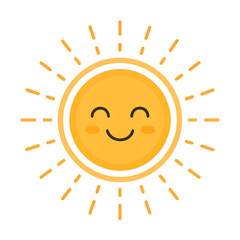 Minimal Sun Face Cartoon Transparent PNG with White Background