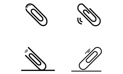 Obraz premium Paperclip icon set in minimal line style for office and stationery design resources 