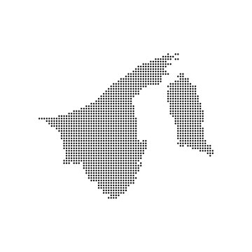 Brunei map dotted halftone vector illustration. Brunei geographic map on a white background for banner, website, infographic, education