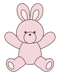 かわいいうさぎのぬいぐるみのベクターイラスト。兔、アイコン、座る