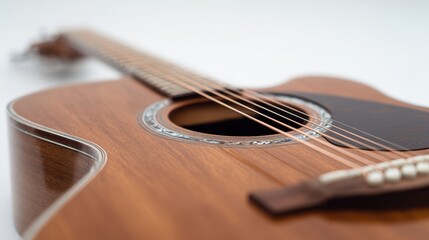 Fototapeta premium The Beautiful Acoustic Guitar Showcasing Exquisite Woodwork and Strings