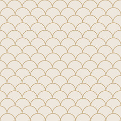 Scallop scale pattern with arc geometry. Print in arabesque style. Vector background