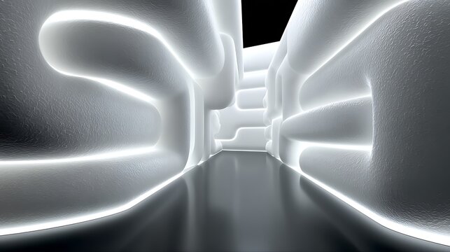 Maze like tube background filled with soft curves and bold light reflections in stylized design