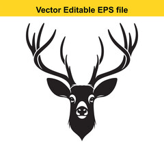 Fototapeta premium Deer head with large antlers, isolated on white background