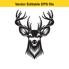 Fototapeta premium Detailed deer head with ornate antlers, isolated on white