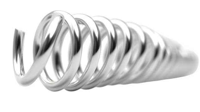 Silver spiral drill bit 3d rendered, isolated on transparent background