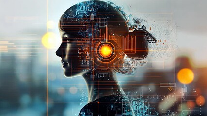 A student’s profile is creatively blended with digital elements, symbolizing the integration of technology into modern education - Powered by Adobe