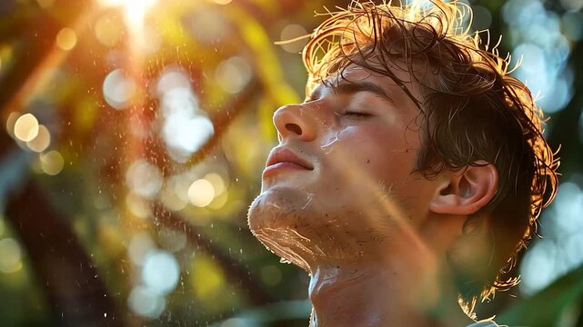 Young person exposed to sunlight experiences heat discomfort during outdoor activities
