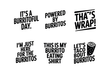 Obraz premium Burrito sayings with illustrations taco text