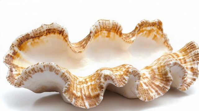 A high-angle view of a shell on a white background, ideal for use in still life or nature-inspired designs