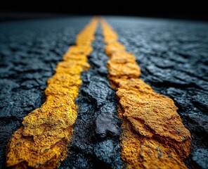 Road markings on asphalt road surface markings