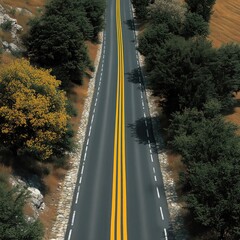 Road markings on asphalt road surface markings