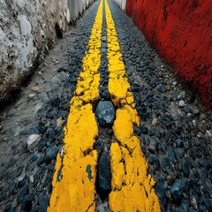 Road markings on asphalt road surface markings