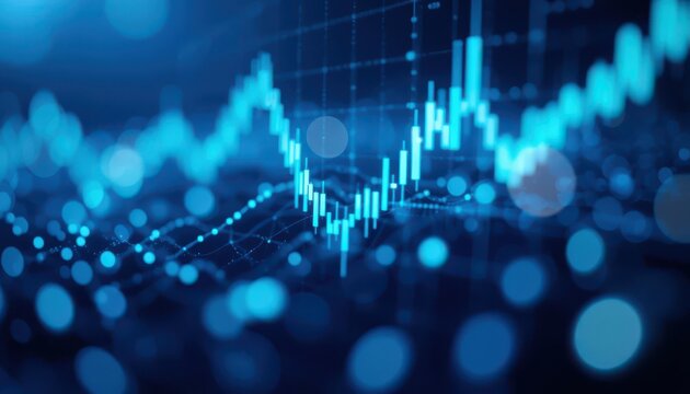 Fluctuating stock market data on a screen showing financial development