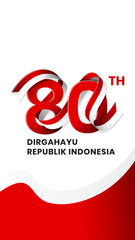 80 Years Anniversary Republic of Indonesia Independence day logo, premium vector file, every object is on separated layers