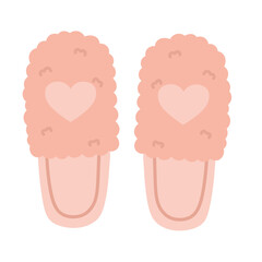 Cute Fluffy Slippers Nude with Soft Nude Hearts Illustration