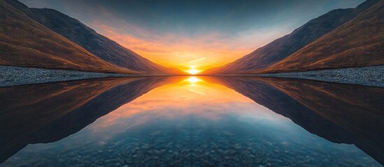 Serene Sunset Reflections on a Mountain Lake
