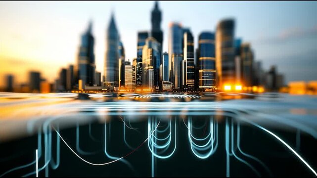 High-speed fiber optic cable network connects the world.