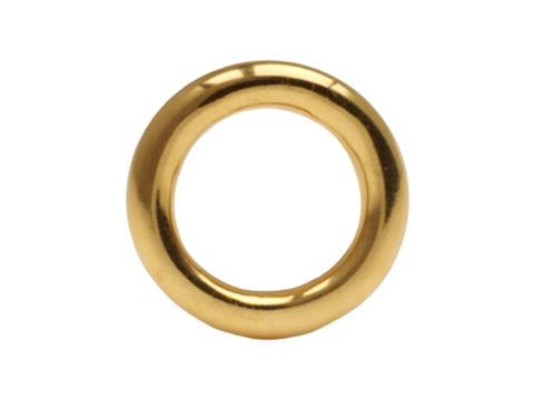 Thick Gold Metal Ring Circular Shape Golden Tone O Ring Jewelery Component Isolated On Transparent Background 