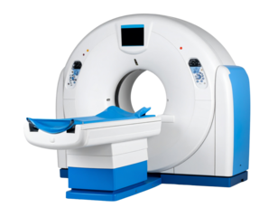 A - Modern MRI Scanner Front View with Tunnel and Control Panel, Isolated PNG”