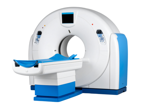 A - Modern MRI Scanner Front View with Tunnel and Control Panel, Isolated PNG”