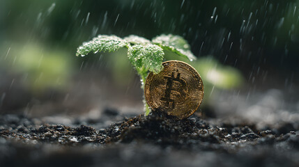 Bitcoin Plant Growth in the Rain: Cryptocurrency Investment and Nature