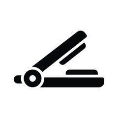 A customizable glyph icon of hair straightener tool