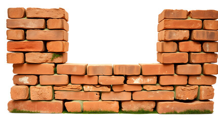 Obraz premium Stacked brick wall with green moss accents