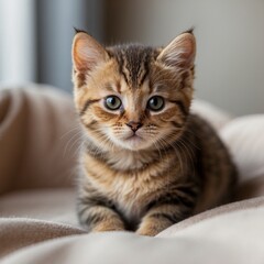 Little  cat lying on the bed