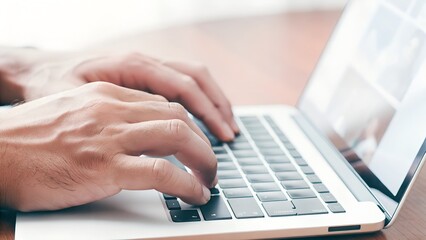 Hands Typing on Laptop Keyboard