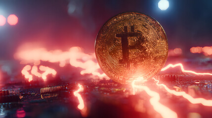 Bitcoin on Circuit Board: Digital Currency in a Futuristic Setting
