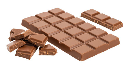 Isolated Chocolate Bar and Pieces
