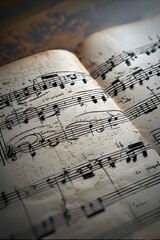 Fototapeta premium ia generated. Artistic design with swirling musical notes on white background, perfect for music, creativity, or editorial design themes. 