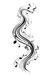 Obraz premium ia generated. Artistic design with swirling musical notes on white background, perfect for music, creativity, or editorial design themes. 