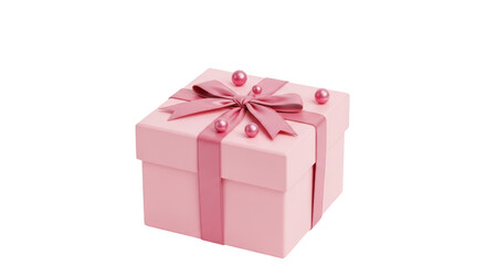 Isolated Pink Gift Box with Ribbon