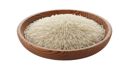 Isolated Rice in Wooden Bowl